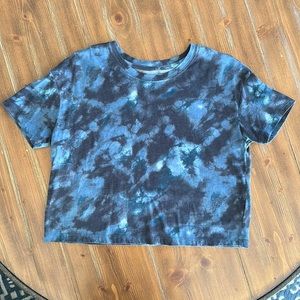 Old Navy Cropped Boxy Short Sleeve Tee Tye dye Black/Navy size S